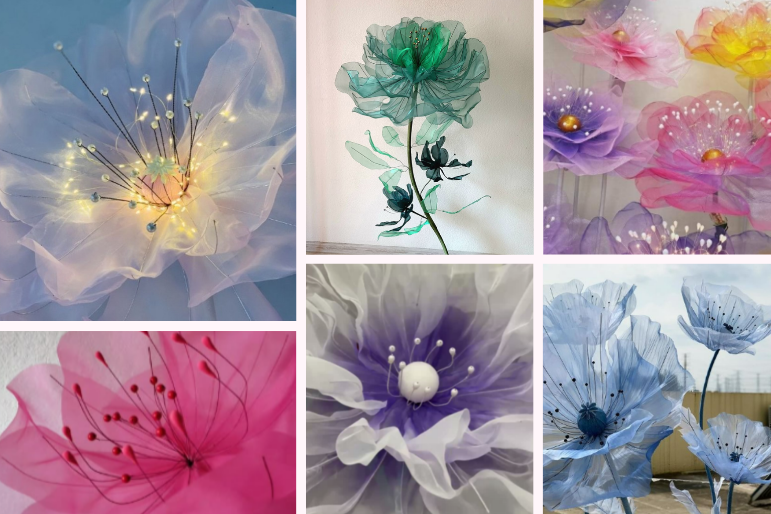 Flores artesanales de organza