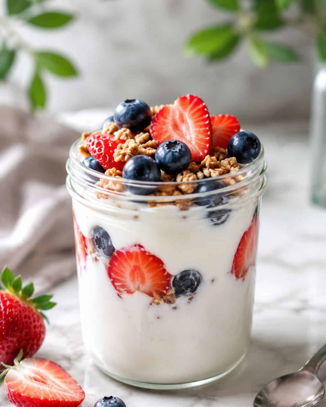 Yogur gourmet con sabor tropical